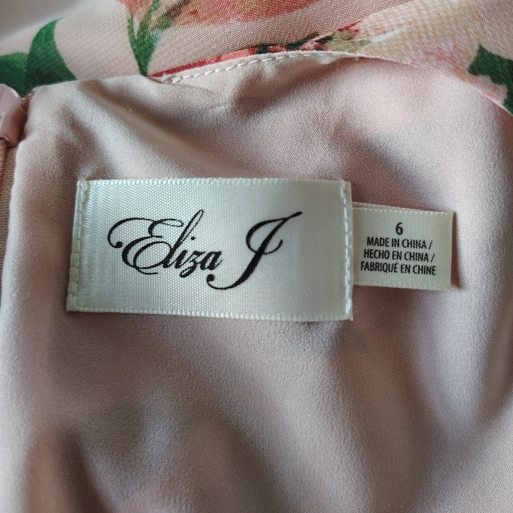 Eliza J Floral Gathered Dress Blush Sz 6 - Picture 13 of 15